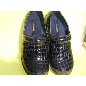 Cushionaire Shoes Womens 8 M Clogs Blue Leather Round Toe Slip Resistance